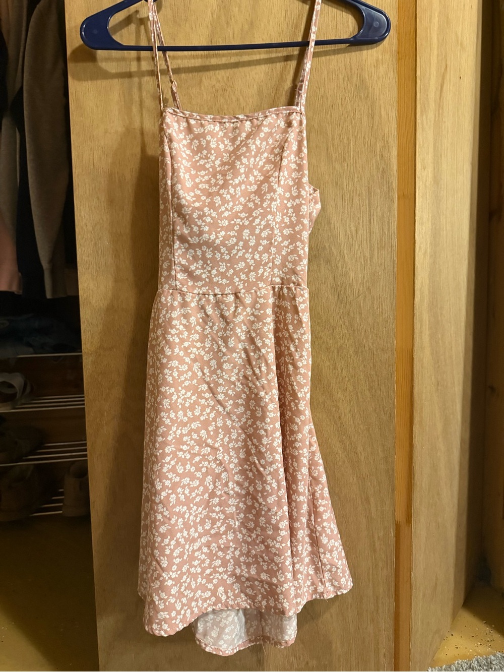 Pink Floral Spaghetti-Strap Summer Dress